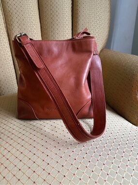 Marta Ponti Italian Leather Hobo Bag Cognac Brown Soft Genuine Leather